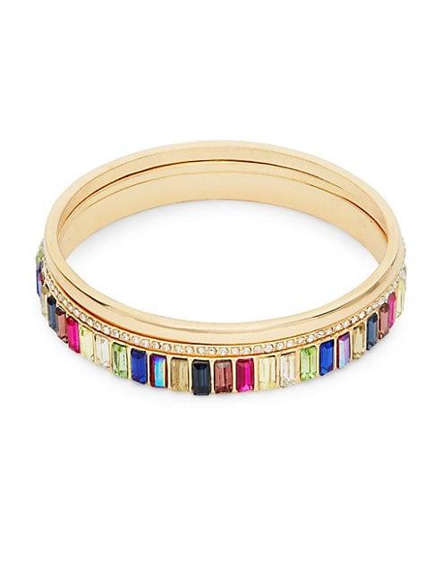 Ava & Aiden Goldtone Multi-color Gemstone Stackable Bangle Bracelet