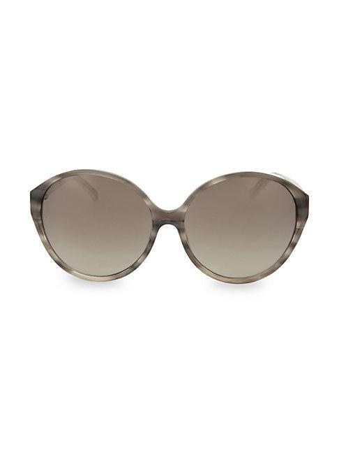 Linda Farrow 63mm Snakeskin Leather Round Sunglasses