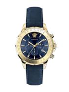 Versace Chrono Signature Goldtone Stainless Steel Leather Strap Watch