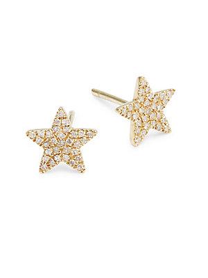 Casa Reale 14k Yellow Gold & Diamond Star Earrings