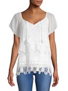 Tempo, Paris Layered Embroidered Silk Top