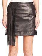 Tamara Mellon Fringe-detail Leather Mini Skirt