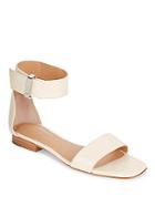 Halston Heritage Leather Flat Ankle-strap Sandals