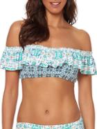Bleu Rod Beattie Printed Off-the-shoulder Bikini Top