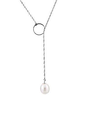 Masako 7.5-8mm White Pearl And 14k White Gold Pendant Necklace