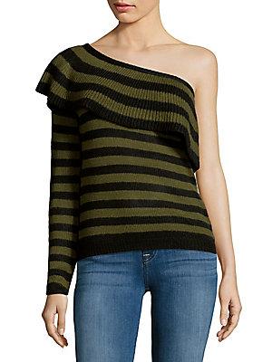 Free Generation Striped One-shoulder Sweater