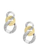 Effy Duo Diamond And 14k White And Yellow Gold Earrings