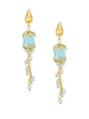 Delicate Azaara Austrian Crystal & Swarovski Crystal Linear Drop Earrings