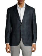 Jack Victor Classic Fit Tonal Plaid Wool Suit Jacket
