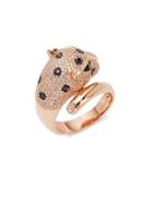 Effy Diamonds & Tsavorite 14k Rose Gold Leopard Head Ring