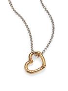 John Hardy Bamboo 18k Yellow Gold & Sterling Silver Heart Pendant Necklace