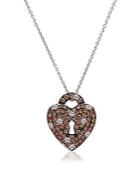 Le Vian Chocolatier Diamond & 14k White Gold Heart Lock Pendant Necklace