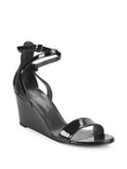 Stuart Weitzman Backdraft Patent Leather Ankle-strap Wedge Sandals