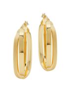 Saks Fifth Avenue Made In Italy 14k Yellow Gold Double Rectangle Hoop Earrings