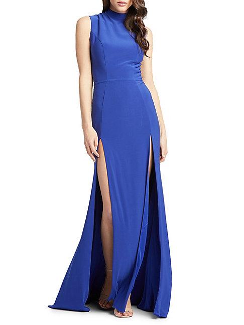 Mac Duggal Double Slit High-neck Gown