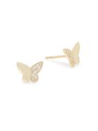 Sphera Milano 14k Yellow Gold & Diamond Butterfly Stud Earrings