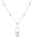 Cz By Kenneth Jay Lane Look Of Real Silvertone & Cubic Zirconia Swing Flush Mount Pendant Necklace
