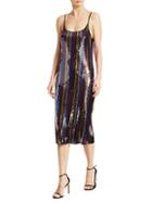 Tanya Taylor Venus Multicolor Stripe Sequin Slip Dress