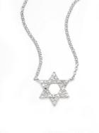 Effy Diamond & 14k White Gold Star Of David Pendant Necklace
