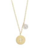Meira T Diamonds And 14k Yellow Gold Cross Disk Pendant Necklace