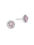 Lafonn Pink Sapphire Crystal & Sterling Silver Round Stud Earrings