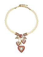 Heidi Daus Crystal & Faux Pearl Hearts & Arrows Necklace
