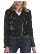 Driftwood Floral Embroidered Studded Moto Jacket