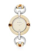 Gucci Stainless Steel And Bamboo Link Bracelet Watch