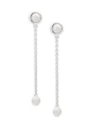 Gurhan Delicate Pav&eacute; 18k White Gold & Diamonds Long Drop Earrings