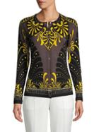 Versace Collection Mixed-print Stretch-silk Blouse