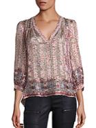 Joie Frazier Floral Printed Silk Jacquard Top
