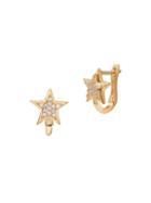 Gabi Rielle 22k Gold Vermeil & White Crystal Star Huggie Earrings