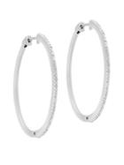 Effy Final Call Diamond & 14k White Gold Hoop Earrings- 1.39in