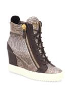 Giuseppe Zanotti Snake-embossed Leather High-top Wedge Sneakers