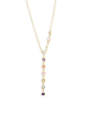 Pure Navy Multicolored Crystal And Silver Y-necklace