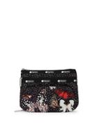 Lesportsac Large Taylor Floral Butterfly Print Logo Cosmetics Pouch