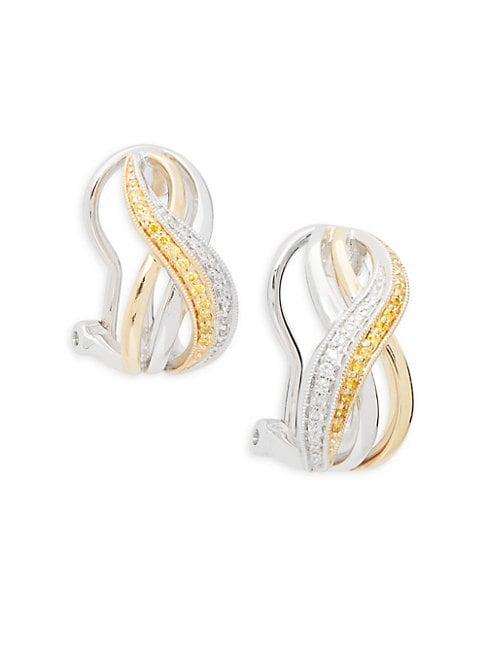 Effy 14k White & Yellow Gold Yellow & White Diamond Drop Earrings