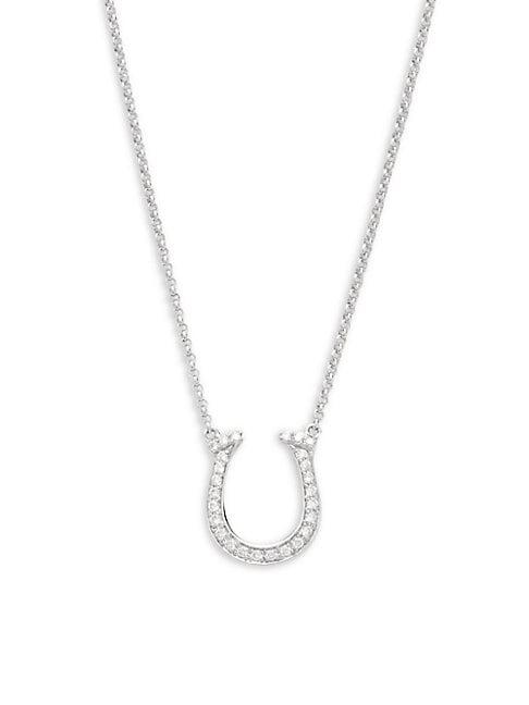 Saks Fifth Avenue Diamond & 14k White Gold Horseshoe Pendant Necklace