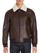 Michael Kors Lamb Wool-lined Leather Bomber Jacket