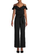 Adrianna Papell Ruffled Cold-shoulder Jumpsuit
