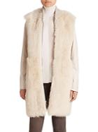Vince Long Leather & Fur Coat