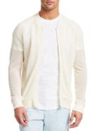 Saks Fifth Avenue Collection Front-zip Wool Mesh Sweater