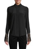 Chlo Laced Cuff Button-front Blouse