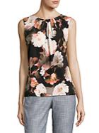 Calvin Klein Pleated Floral Shell