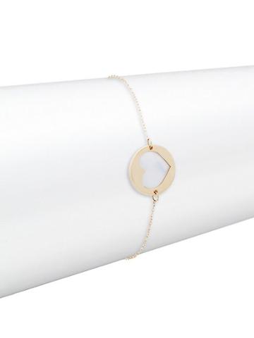 Sphera Milano Made In Italy Heart Coin Mother-of-pearl & 14k Yellow Gold Bracelet