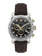 Versace Chrono Sporty Stainless Steel & Leather Chronograph Watch