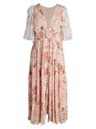 Hemant & Nandita Floral Puff-sleeve Midi Dress
