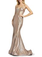 Mac Duggal Strapless Shimmer Trumpet Gown
