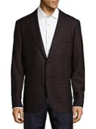 Saks Fifth Avenue Made In Italy Regular Fit Plaid Wool Sportcoat