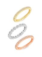 Sterling Forever 3-piece Tri-tone Sterling Silver & Cubic Zirconia Stackable Ring Set